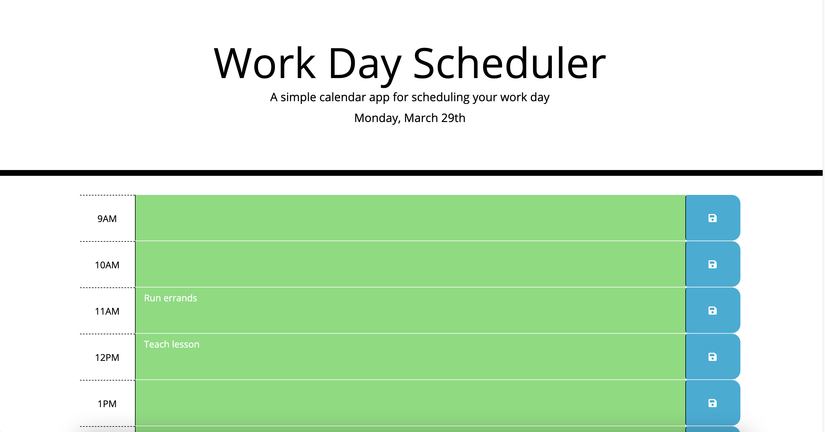 Work Day Scheduler